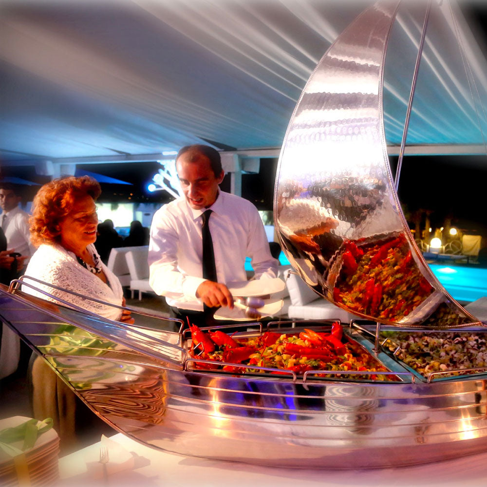 Stainless steel boat for buffet