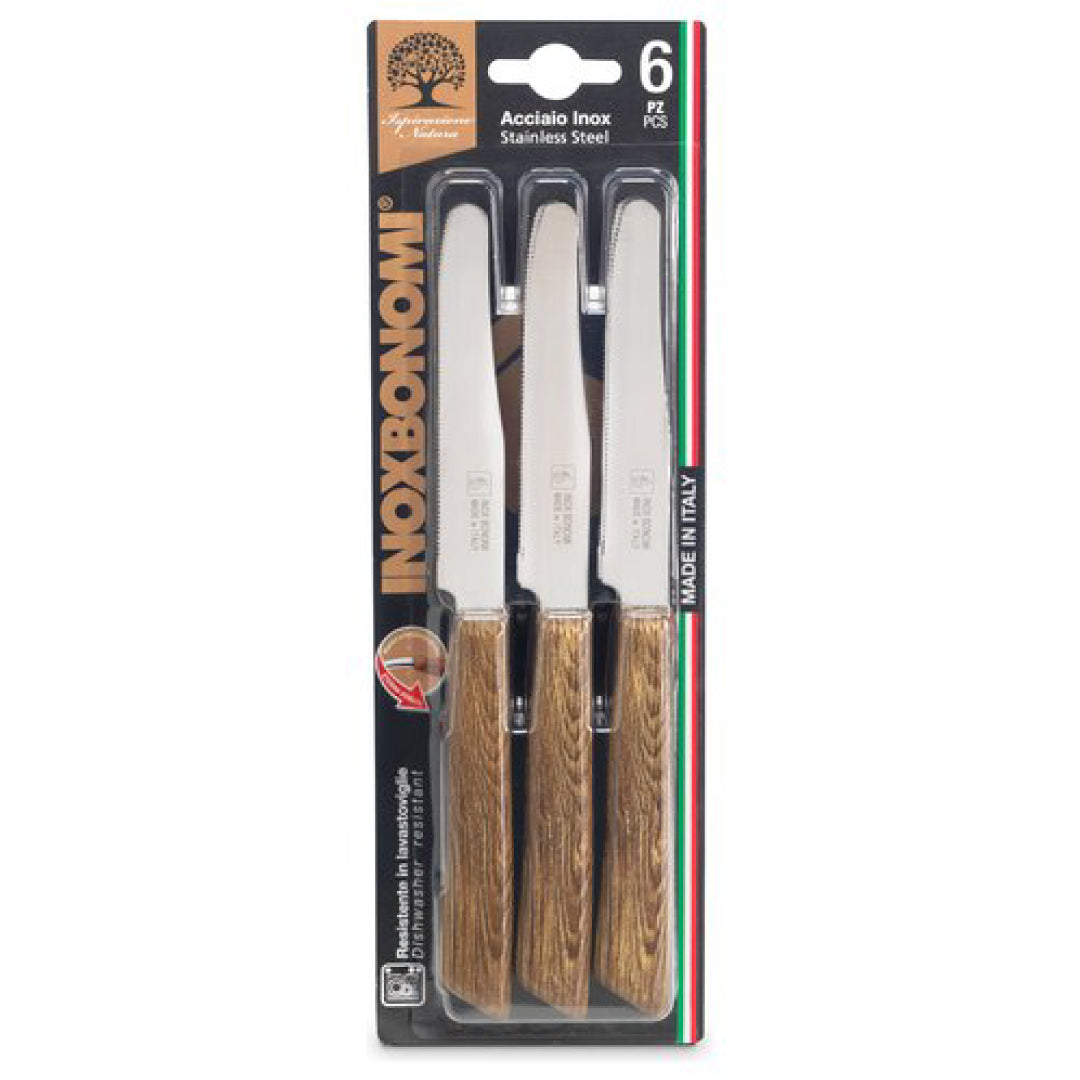 Set 6 Coltelli da Tavola in Legno Inoxbonomi