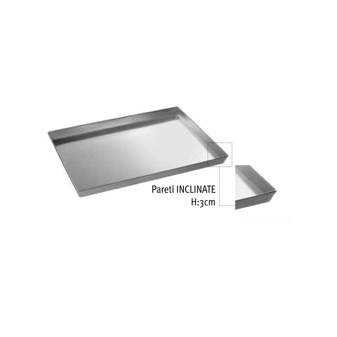 Teglia Forno Pizza e Focaccia rettangolare Alluminio Pareti Inclinate 3 cm