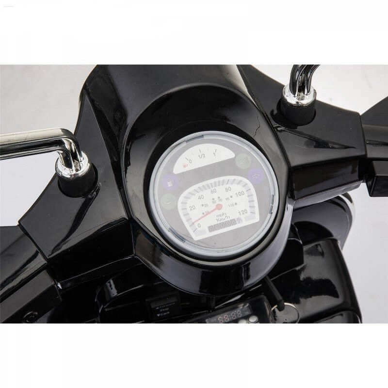 Moto Elettrica per Bambini Vespa PX Piaggio 12v con Rotelle Baule e Parabrezza