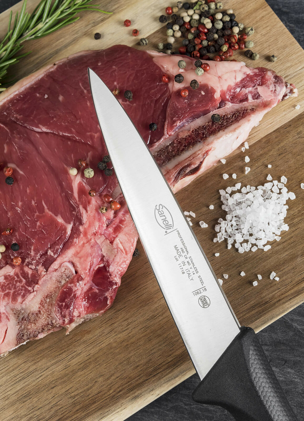 Ceppo Coltelli Obliquo 4 Pezzi Sanelli Skin, Made in Italy Taglienti