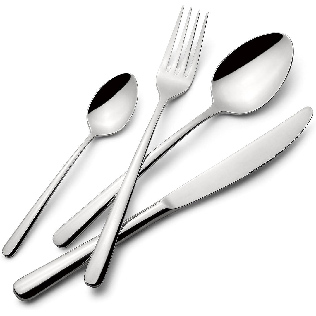 Lagostina Ambra, 24-Piece Cutlery Set in 18/10 Stainless Steel with Mirror Polished Finish 