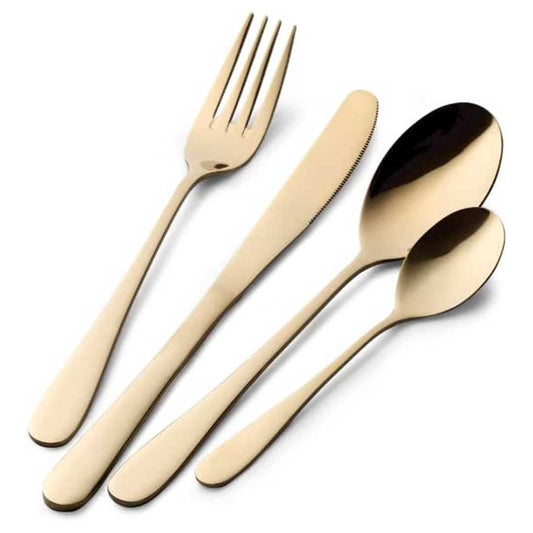 Prima Collection 24 Piece Cutlery Set Gold Color, Stainless Steel with Gift Box (6 People)