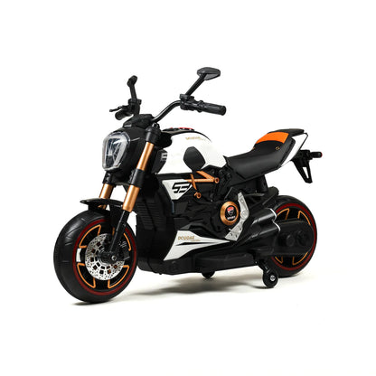 Moto da Corsa Elettrica “RacerX 12V” per Bambini – Luci LED, Suoni e Sedile in Pelle