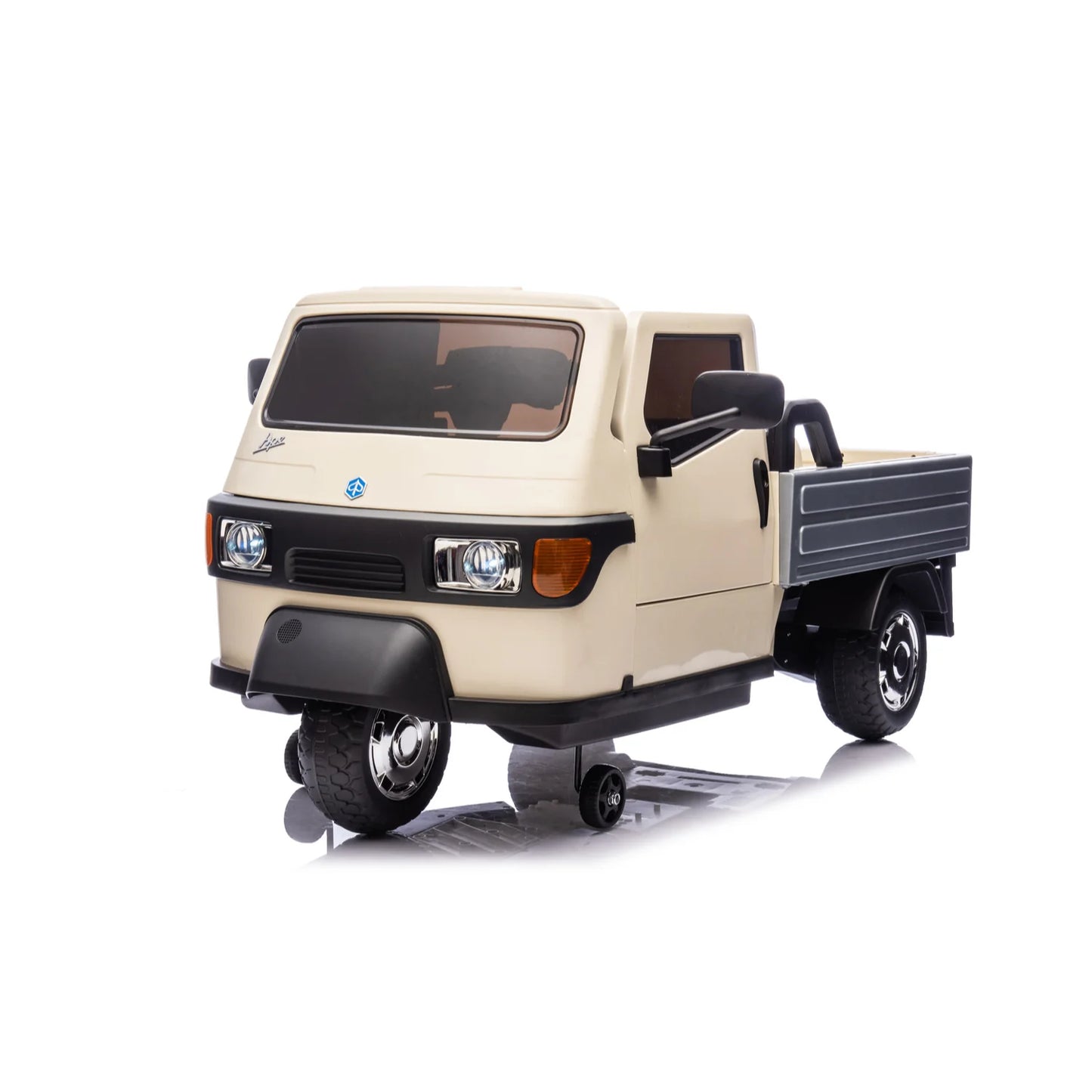 Macchina Elettrica Bambini Piaggio Apecar 12V con Telecomando 2 Motori Luci LED Cassone Posteriore