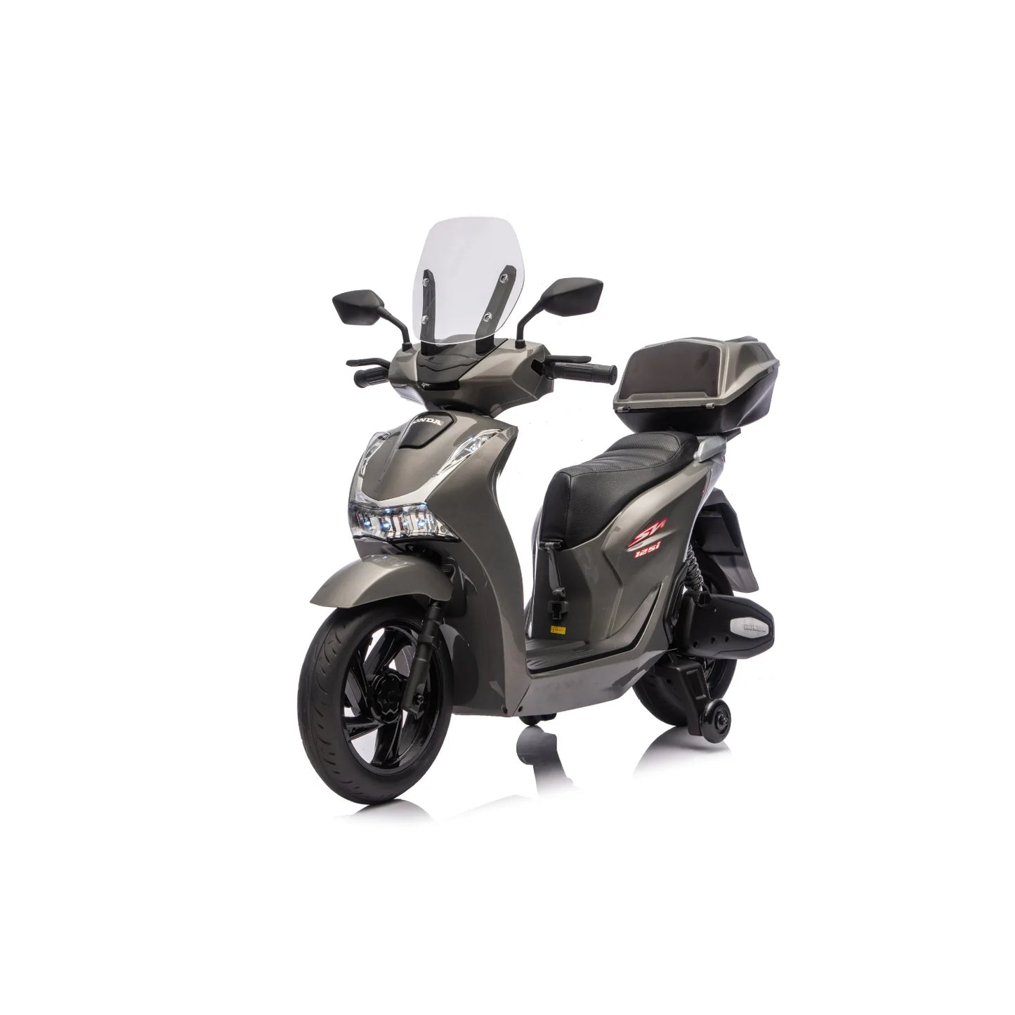 Honda SH125 FULL Motorino Elettrico per Bambini 12V con Luci LED, Ruote EVA e Bauletto Portaoggetti