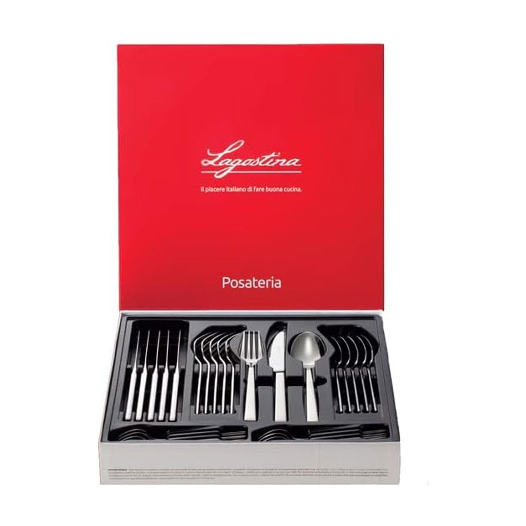 Lagostina Giada Set Servizio Posate Acciaio Inox 18/10 per 6 Persone, 24 Pezzi, con 6 Forchette, 6 Coltelli Tavola, 6 Cucchiai, 6 Cucchiaini Caffè, Spessore 3.5 mm, Finitura Lucida a Specchio