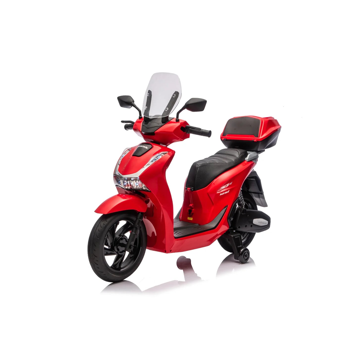 Honda SH125 FULL Motorino Elettrico per Bambini 12V con Luci LED, Ruote EVA e Bauletto Portaoggetti