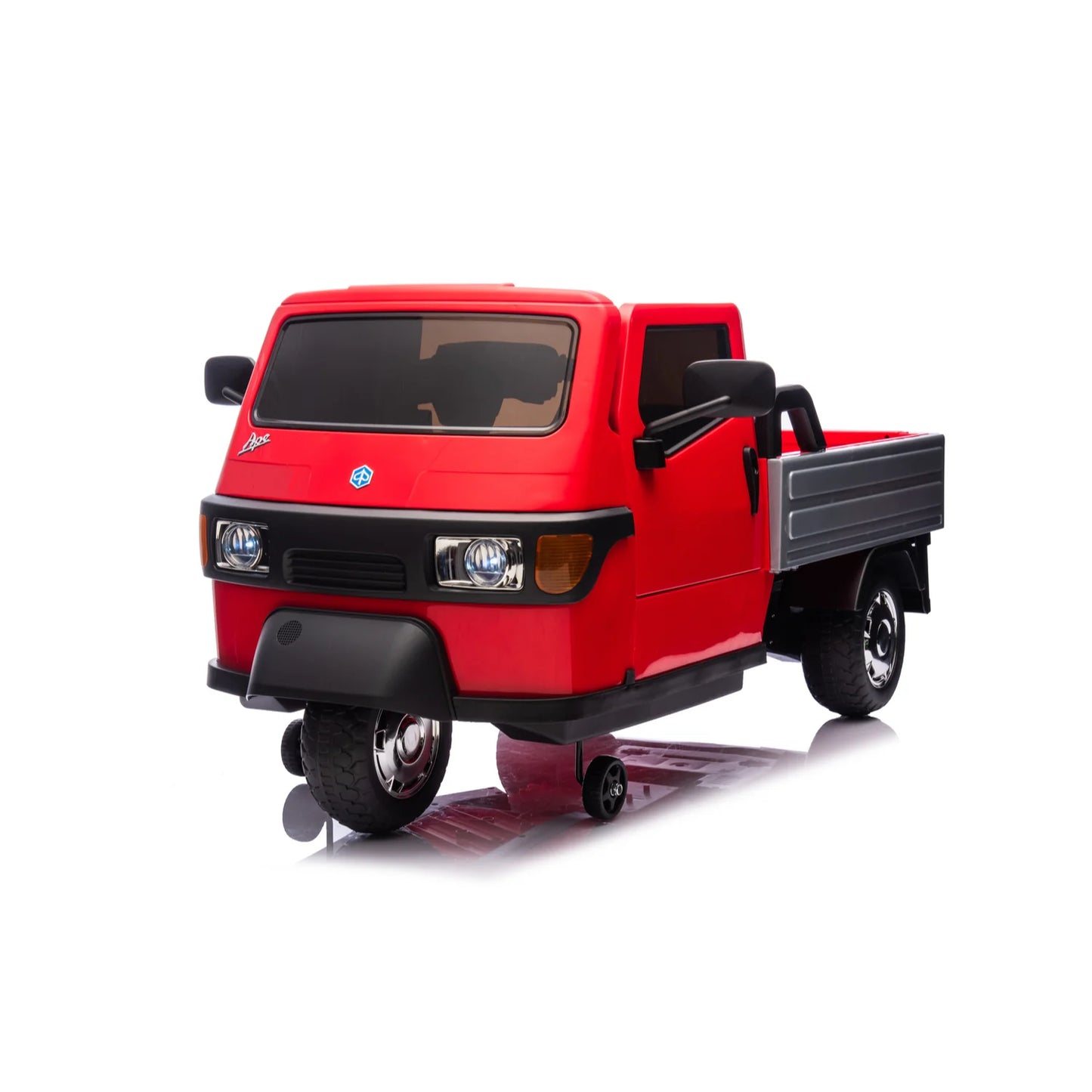 Macchina Elettrica Bambini Piaggio Apecar 12V con Telecomando 2 Motori Luci LED Cassone Posteriore