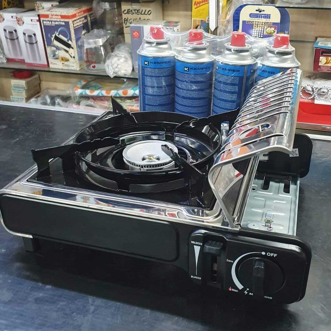 Fornello Da Campeggio A Gas COOK 150 Professional – Monobruciatore In Lega Di Ferro Con Valigetta Inclusa – Accensione Piezoelettrica