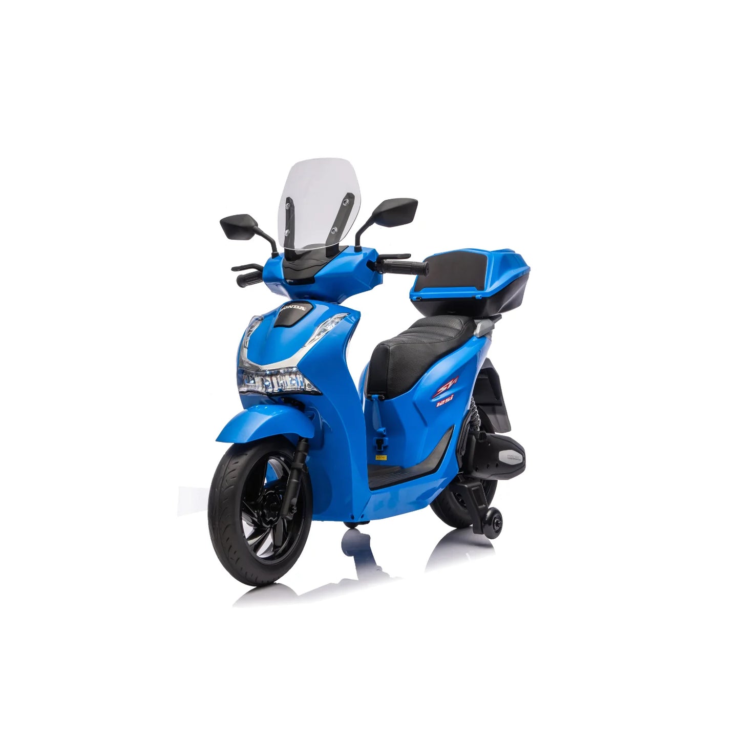 Honda SH125 FULL Motorino Elettrico per Bambini 12V con Luci LED, Ruote EVA e Bauletto Portaoggetti