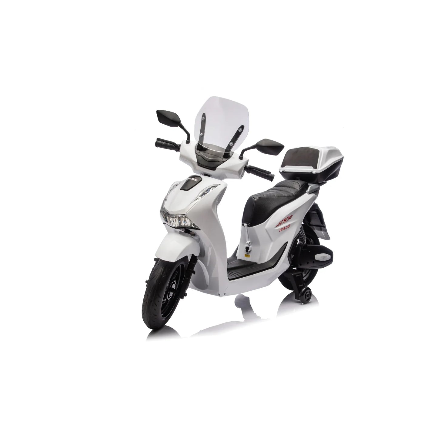 Honda SH125 FULL Motorino Elettrico per Bambini 12V con Luci LED, Ruote EVA e Bauletto Portaoggetti