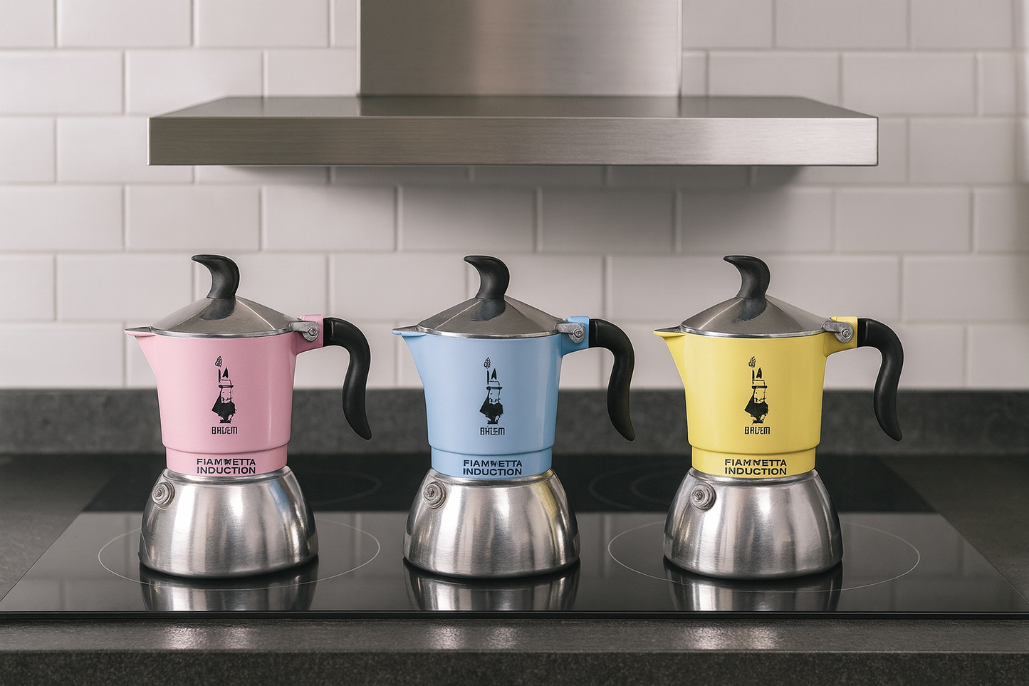 Bialetti Fiammetta Induction 2 Tazze – Caffettiera per tutti i piani cottura Colori Pastello