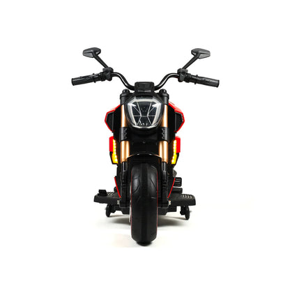 Moto da Corsa Elettrica “RacerX 12V” per Bambini – Luci LED, Suoni e Sedile in Pelle