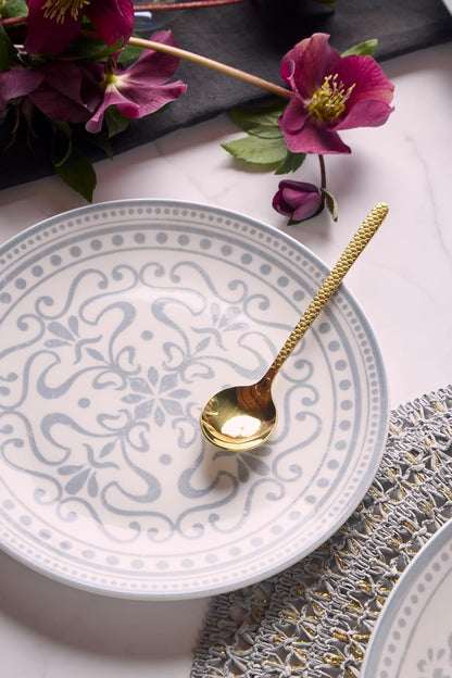 Tognana Servizio Tavola Madison Arabesque 18 Pezzi in Porcellana – Set Piatti 6 Persone Grigio e Bianco Adatto a Lavastoviglie e Microonde