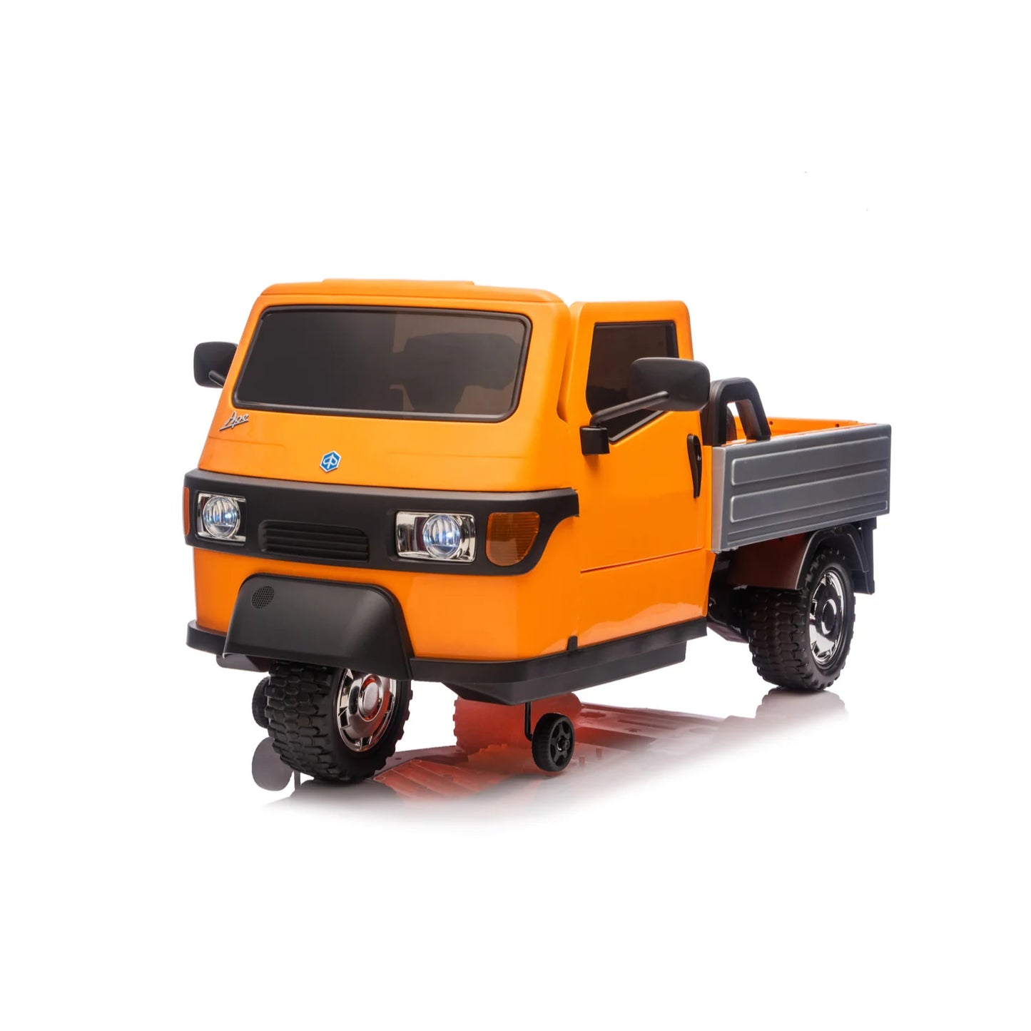 Macchina Elettrica Bambini Piaggio Apecar 12V con Telecomando 2 Motori Luci LED Cassone Posteriore