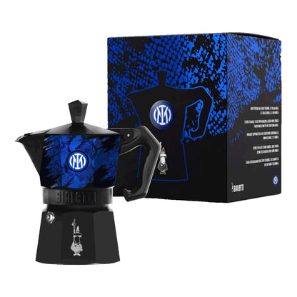 Bialetti Moka Express Inter 3 Tazze – Caffettiera Originale FC Internazionale Milano Nerazzurra in Alluminio con Design Biscione – Edizione Speciale da Collezione, Idea Regalo Tifosi Inter