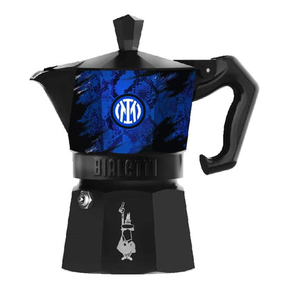 Bialetti Moka Express Inter 3 Tazze – Caffettiera Originale FC Internazionale Milano Nerazzurra in Alluminio con Design Biscione – Edizione Speciale da Collezione, Idea Regalo Tifosi Inter
