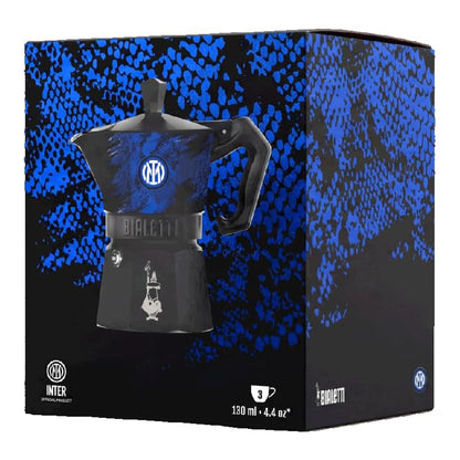 Bialetti Moka Express Inter 3 Tazze – Caffettiera Originale FC Internazionale Milano Nerazzurra in Alluminio con Design Biscione – Edizione Speciale da Collezione, Idea Regalo Tifosi Inter