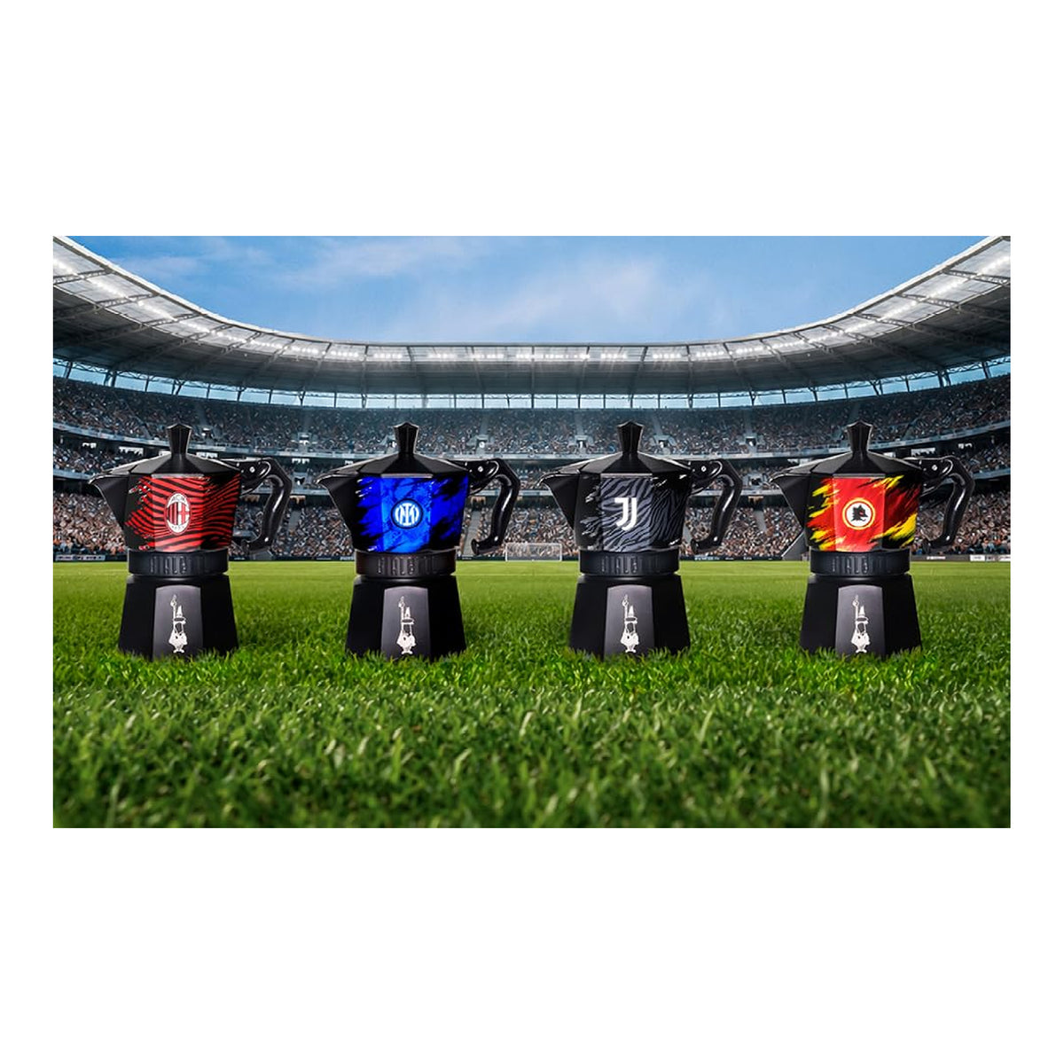 Bialetti Moka Express Inter 3 Tazze – Caffettiera Originale FC Internazionale Milano Nerazzurra in Alluminio con Design Biscione – Edizione Speciale da Collezione, Idea Regalo Tifosi Inter