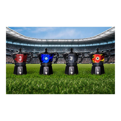 Bialetti Moka Express Inter 3 Tazze – Caffettiera Originale FC Internazionale Milano Nerazzurra in Alluminio con Design Biscione – Edizione Speciale da Collezione, Idea Regalo Tifosi Inter