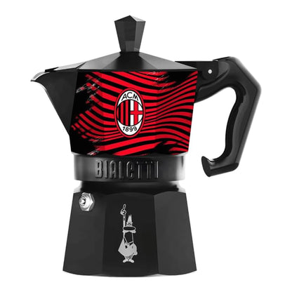 Bialetti Moka Express Milan 3 Tazze – Caffettiera Originale AC Milan Rossonera in Alluminio con Design a Strisce – Edizione Speciale da Collezione, Idea Regalo Tifosi Milan