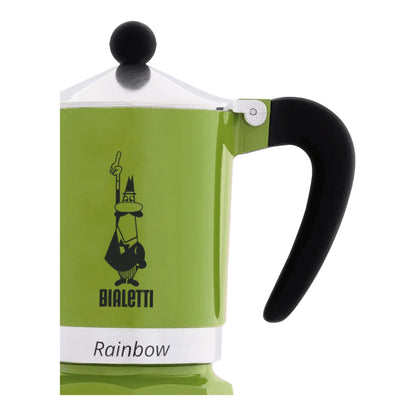 Bialetti Rainbow – Caffettiera Moka Colorata in Alluminio, Disponibile in Verde, Celeste e Giallo, da 1 o 3 Tazze