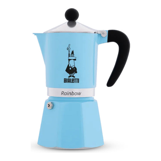 Bialetti Rainbow – Caffettiera Moka Colorata in Alluminio, Disponibile in Verde, Celeste e Giallo, da 1 o 3 Tazze