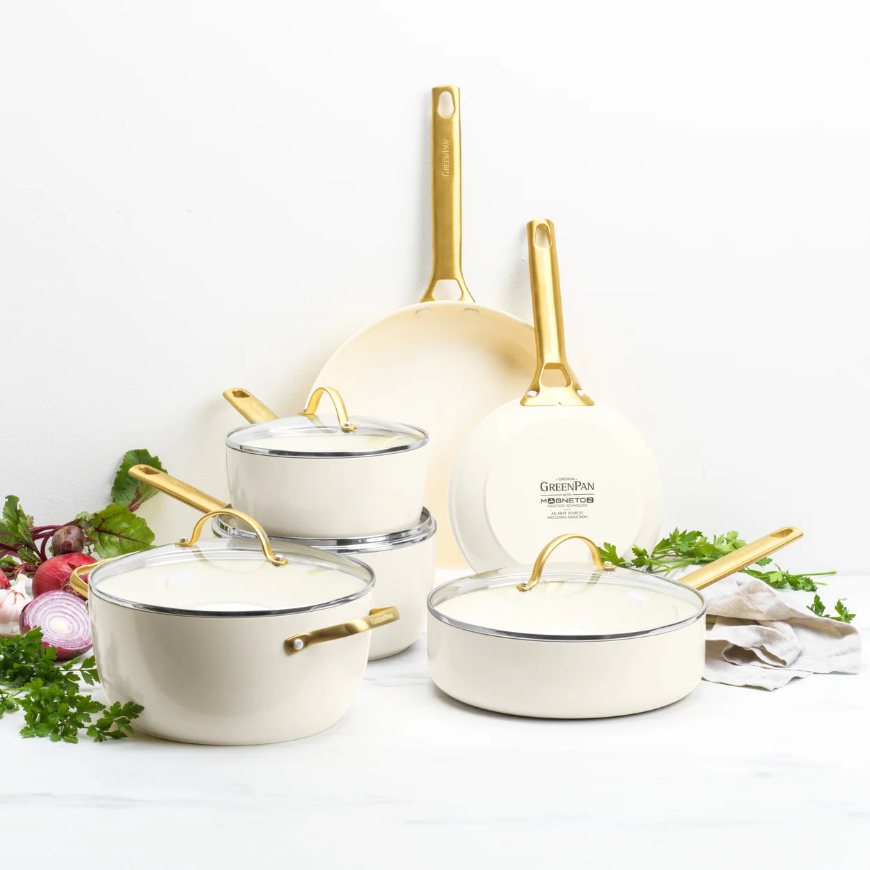GreenPan Padova Set Pentole Antiaderenti Ceramica 10 Pezzi anche Induzione Thermolon™ Senza PFAS  PFOA