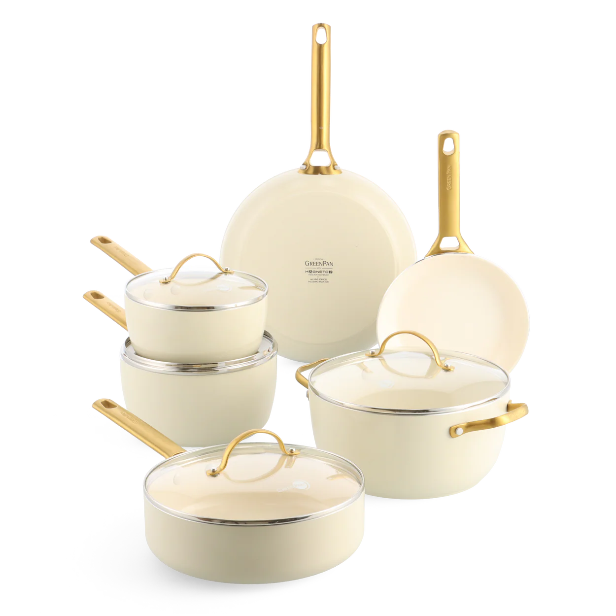 GreenPan Padova Set Pentole Antiaderenti Ceramica 10 Pezzi anche Induzione Thermolon™ Senza PFAS  PFOA