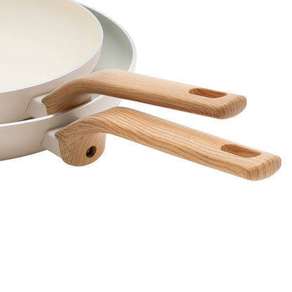 GreenPan Rio Essence Set Pentole 10 Pezzi Antiaderente Ceramica Thermolon™ Senza PFAS Induzione con Manici Effetto Legno e Coperchi in Vetro con Bordo Siliconato