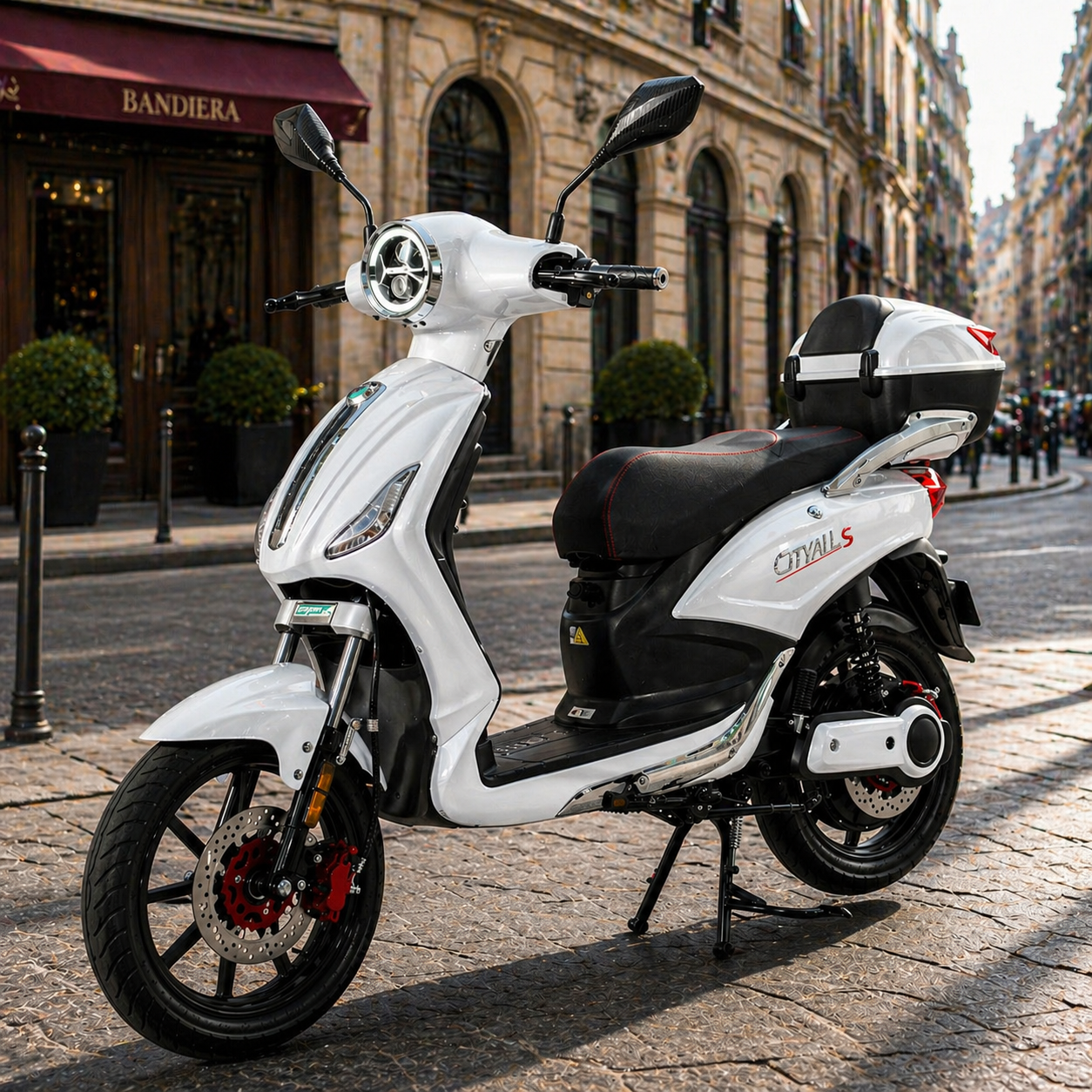 CityAll S Motorino Elettrico 1000W Bianco Lucido – Scooter Elettrico 60V 20Ah Omologabile Targabile Bluetooth NFC