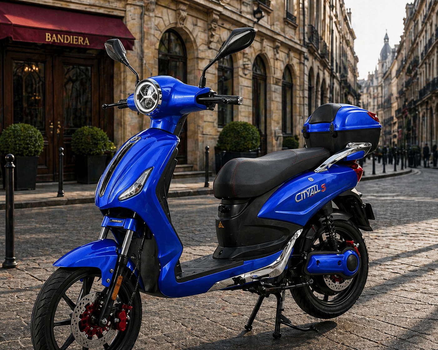 CityAll S Motorino Elettrico 1000W Blu Lucido – Scooter Elettrico 60V 20Ah Omologabile, Targabile con Bluetooth e NFC