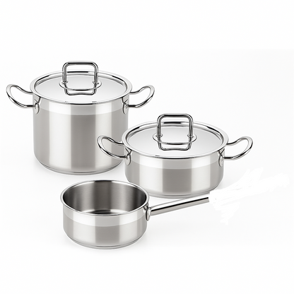 Batteria di Pentole Professionale Pintinox 18/10 BRA – Set 1/2 Persone – Triplo Fondo – Adatta anche a Induzione