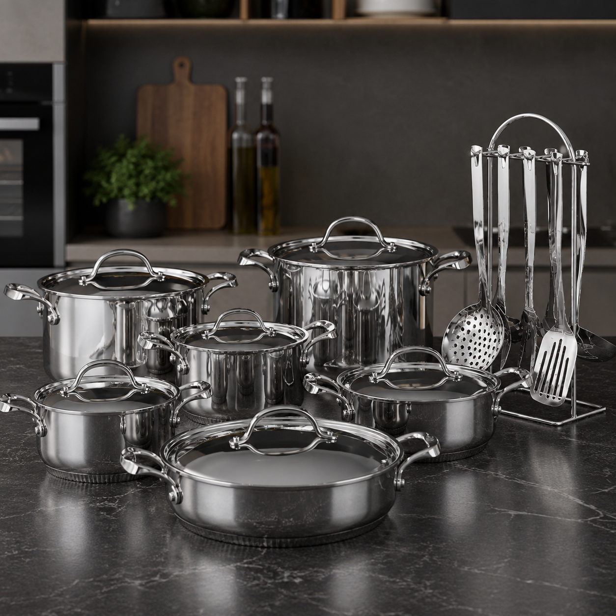 Batteria Lagostina Accademia Lagofusion 19 Pezzi – Inox 18/10 – Fondo Lagofusion® – Made in Italy