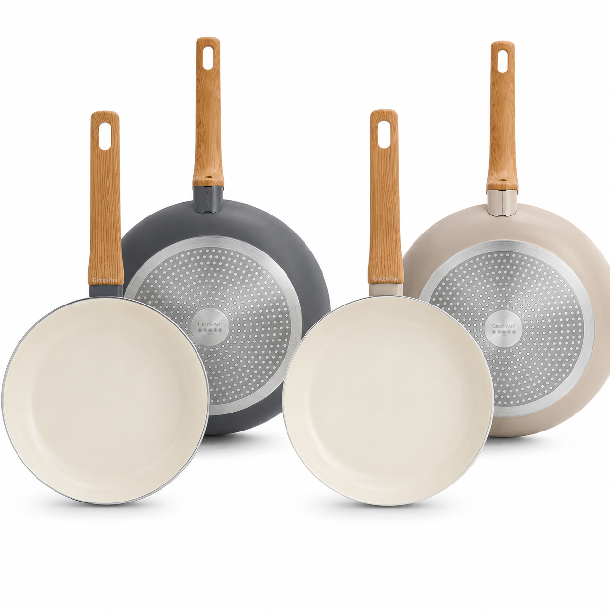 GreenPan Essence Set 2 Padelle 26 + 30 cm PFAS Free – Ceramica Antiaderente Diamond Infused per Induzione, Gas e Tutti i Piani Cottura