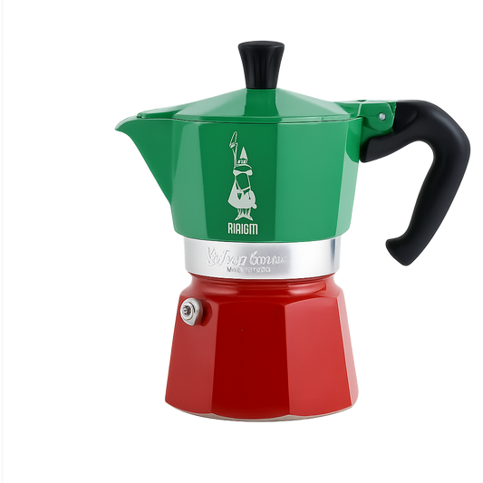 Bialetti Caffettiera Moka Express Tricolore 3 Tazze Originale Made In Italy Manico Anti Scottatura