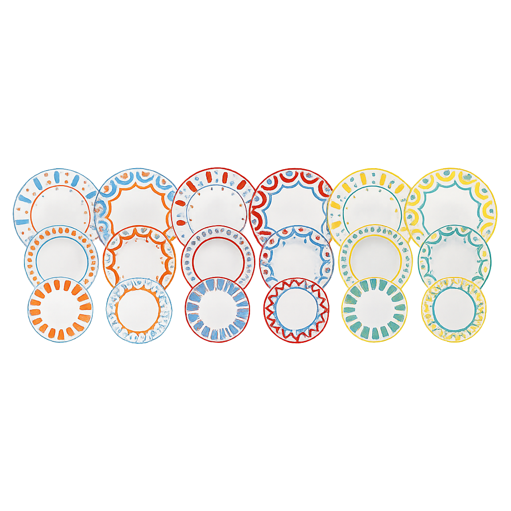 Tognana Servizio Tavola Madison Vietri 18 Pezzi in Porcellana Multicolor – Set Piatti 6 Persone Adatto Anche a Lavastoviglie e Microonde