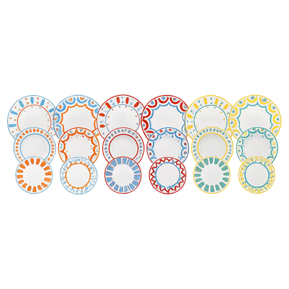 Tognana Servizio Tavola Madison Vietri 18 Pezzi in Porcellana Multicolor – Set Piatti 6 Persone Adatto Anche a Lavastoviglie e Microonde