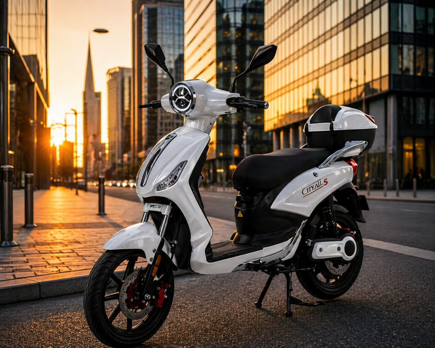 CityAll S Motorino Elettrico 1000W Bianco Lucido – Scooter Elettrico 60V 20Ah Omologabile Targabile Bluetooth NFC