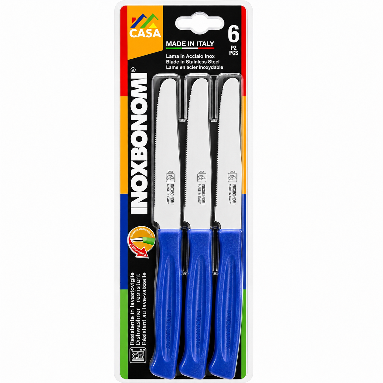 Table Knives Set 6 Pieces Inoxbonomi MADE IN ITALY Extremely Sharp
