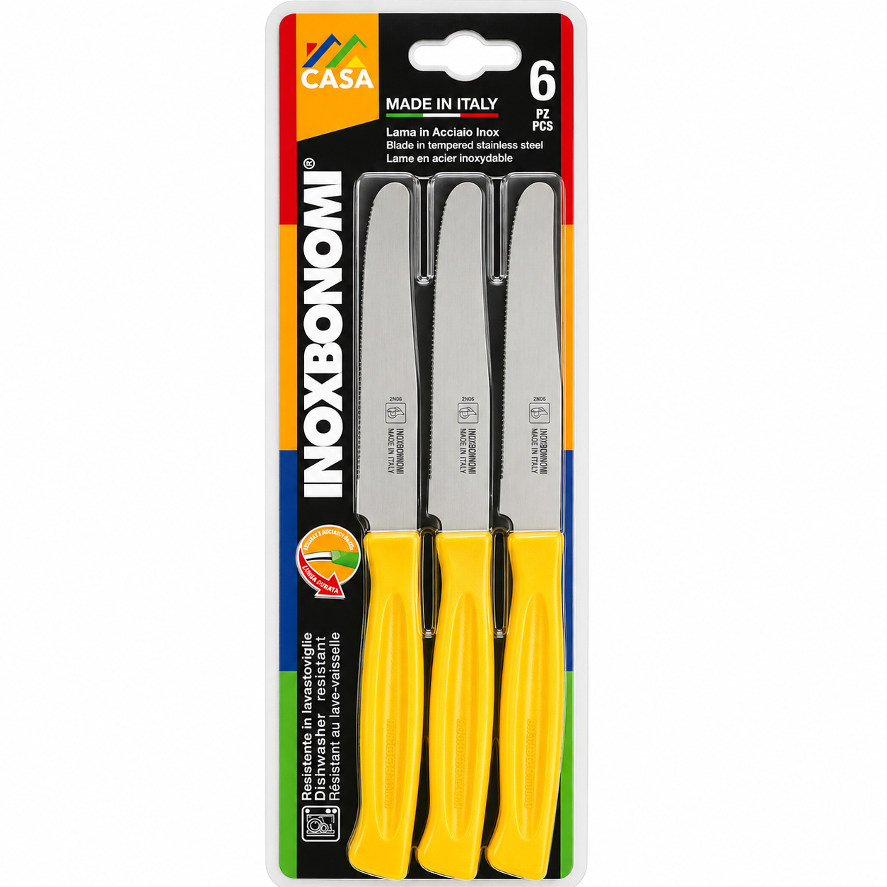 Table Knives Set 6 Pieces Inoxbonomi MADE IN ITALY Extremely Sharp