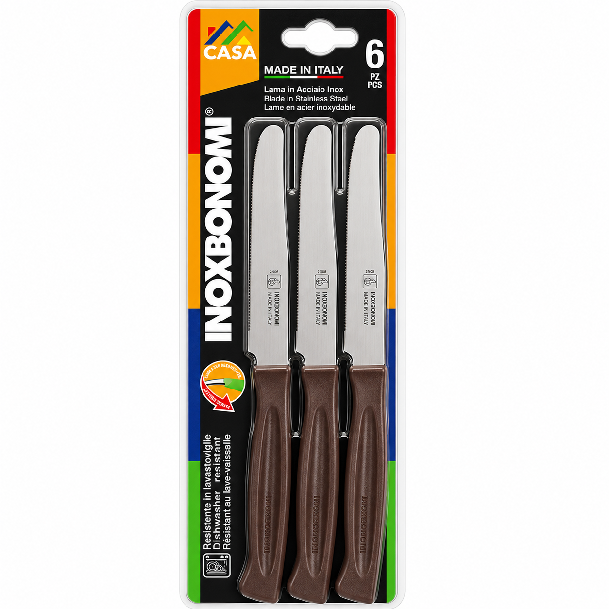 Table Knives Set 6 Pieces Inoxbonomi MADE IN ITALY Extremely Sharp