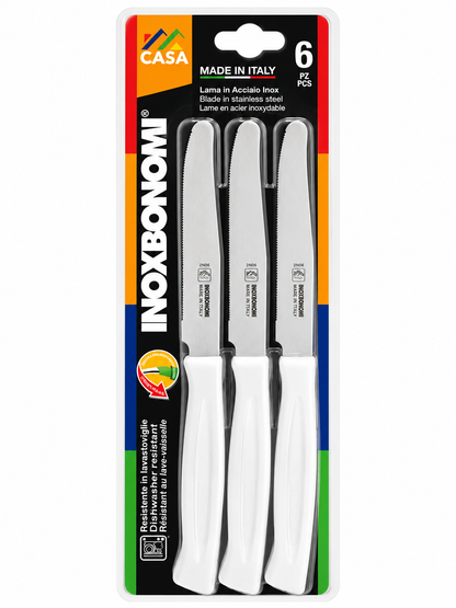 Table Knives Set 6 Pieces Inoxbonomi MADE IN ITALY Extremely Sharp