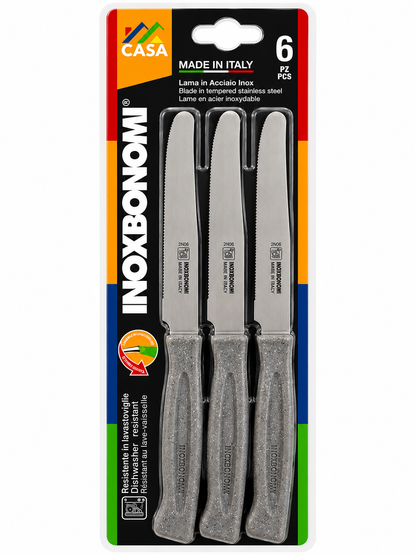 Table Knives Set 6 Pieces Inoxbonomi MADE IN ITALY Extremely Sharp