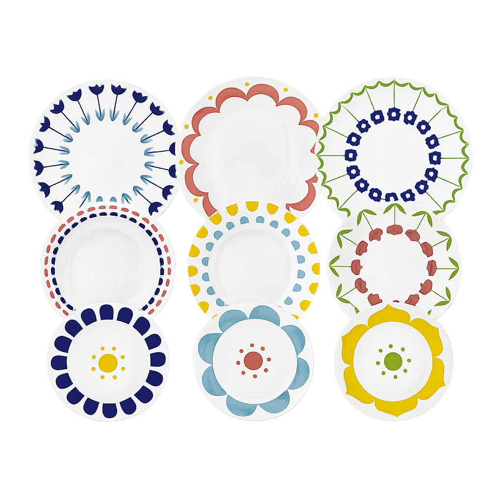 Tognana Madison Nymea Servizio Piatti 18 Pezzi per 6 Persone in Porcellana – Decorazioni Assortite