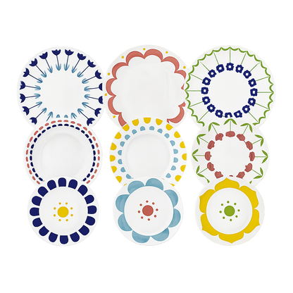 Tognana Madison Nymea Servizio Piatti 18 Pezzi per 6 Persone in Porcellana – Decorazioni Assortite