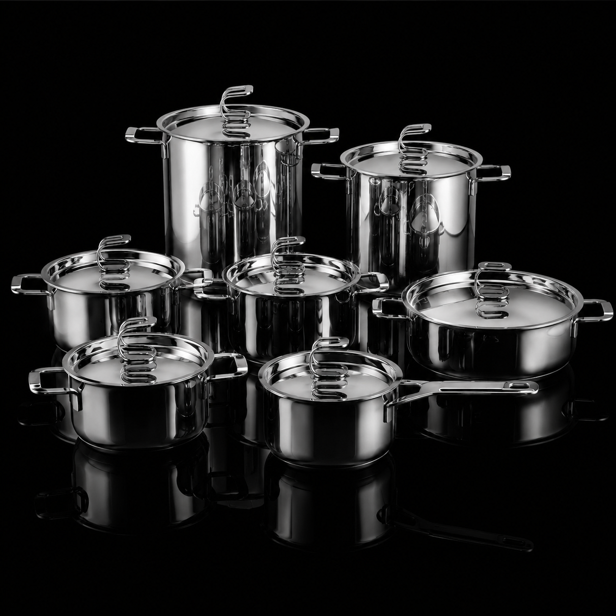 Serafino Zani Batteria Pentole Tullio 14 Pezzi in Acciaio Inox 18/10 anche per Induzione