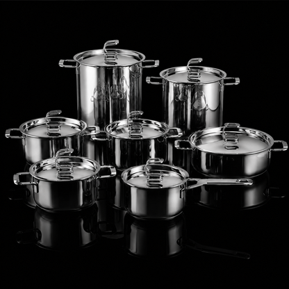 Serafino Zani Batteria Pentole Tullio 14 Pezzi in Acciaio Inox 18/10 anche per Induzione