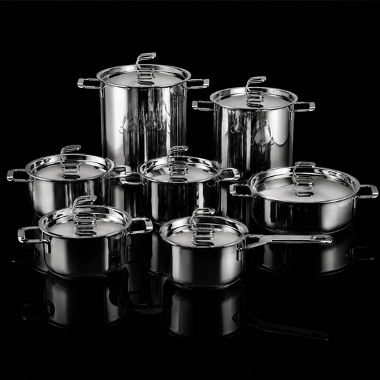 Serafino Zani Batteria Pentole Tullio 14 Pezzi in Acciaio Inox 18/10 anche per Induzione